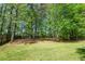 A large backyard presents a serene setting with ample space, bordered by a wooden fence and mature trees at 210 Mels Way, Stockbridge, GA 30281