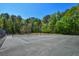 Outdoor tennis court surrounded by lush green trees, under a clear blue sky, is ready for a match at 210 Mels Way, Stockbridge, GA 30281