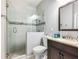 Modern bathroom features a sleek glass shower, elegant vanity, and stylish tile work for a luxurious feel at 3501 Chattahoochee Summit Se Ln, Atlanta, GA 30339