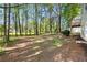 Large backyard surrounded by mature trees and lush greenery provides ample space and privacy at 2965 Carrie Farm Nw Rd, Kennesaw, GA 30144