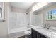 Bathroom with a sleek vanity, modern toilet, and a combined shower and tub at 2965 Carrie Farm Nw Rd, Kennesaw, GA 30144