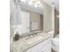 Bathroom vanity featuring granite countertops and plenty of light at 6252 Fernstone Trl, Acworth, GA 30101