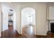 Hallway leading to dining room and kitchen with beautiful hardwood floors at 2361 Maplewood Ct # 25, Atlanta, GA 30339