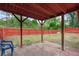 Concrete patio area below the deck overlooking the fenced backyard with mature trees at 1647 Imperial Ct, Norcross, GA 30093