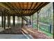 Backyard with a fenced area, stairs and wooden beams at 3211 Thompson Mill Rd, Buford, GA 30519