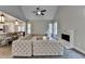 Spacious living room with hardwood floors, a fireplace, recessed lighting and modern furniture at 3211 Thompson Mill Rd, Buford, GA 30519