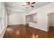Dining room boasts hardwood flooring, decorative molding, coffered ceiling, and kitchen access at 1983 Silver Birch Se Dr, Smyrna, GA 30080