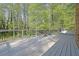 Back deck overlooking trees and yard with railings and chairs for relaxing outside and enjoying the view at 115 Beechwood Trl, Roswell, GA 30075