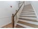 Staircase features wooden treads and white risers, leading to the upper level at 3775 Belle Glade Trl, Snellville, GA 30039