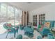 Enclosed sunroom provides comfortable seating, views to backyard, and access to the outdoors at 3775 Belle Glade Trl, Snellville, GA 30039
