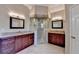 Spacious bathroom features a tiled shower with glass door and double sink vanity at 1081 Talon Trce, Lawrenceville, GA 30043