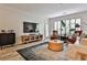 Bright living room with modern furnishings, plantation shutters, and light, airy colors at 273 12Th Ne St # 313, Atlanta, GA 30309