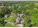 Overhead suburban view showcasing a home with pool in a verdant, wooded landscape at 5539 Hurstcliffe Nw Dr, Kennesaw, GA 30152