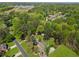Suburban home aerial featuring swimming pool, luscious yard, and wooded surroundings at 5539 Hurstcliffe Nw Dr, Kennesaw, GA 30152