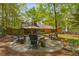 Relaxing backyard fire pit area with mature trees at 3444 Wood Acres Blvd, Duluth, GA 30096