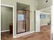 Walk-in shower in a bathroom with a modern design at 602 Redbud Ter, Canton, GA 30115