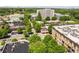 Overhead view of a building, capturing the surrounding shops, roads, and leafy trees at 201 W Ponce De Leon Ave # 303, Decatur, GA 30030
