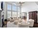 Inviting living room with soaring windows, comfortable seating, and a fireplace, ideal for gatherings at 2032 Grovewood Ct, Cumming, GA 30041