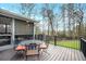Outdoor living is easy on this deck with wrought iron seating, a table, and a view of the backyard at 4646 Mountain Creek Ne Dr, Roswell, GA 30075