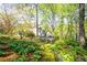 Secluded backyard oasis with mature trees and lush landscaping, creating a serene and private outdoor space at 3727 Cline Se Dr, Smyrna, GA 30082