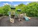 A fun, colorful playground is set on a soft, safe surface at 626 Oakbourne Way, Woodstock, GA 30188