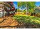 Spacious backyard featuring a new fence, lawn, and beautiful trees at 3040 Greenfield Dr, Marietta, GA 30068