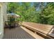 A spacious wooden deck with seating offering a relaxing outdoor retreat with lush greenery views at 629 Gold Valley Pass, Canton, GA 30114