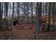 Inviting backyard featuring a fire pit, string lights, seating, and wooded surroundings for outdoor gatherings at 8132 Union Hill Rd, Canton, GA 30115