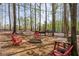 Outdoor backyard featuring a fire pit area, chairs, and woodsy atmosphere at 8132 Union Hill Rd, Canton, GA 30115