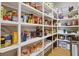 Walk-in pantry featuring organized shelving with ample storage space at 4105 Woodwind Dr, Cumming, GA 30028