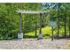 Lake Haven walking trail entrance with pergola and signage, surrounded by lush trees and greenery at 4105 Woodwind Dr, Cumming, GA 30028