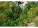 Picturesque aerial view of a home surrounded by lush green trees, highlighting its serene and private location at 1326 Benbrooke Nw Ln, Acworth, GA 30101