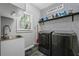 Convenient laundry room featuring modern washer and dryer units with decor at 1326 Benbrooke Nw Ln, Acworth, GA 30101