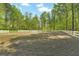 Outdoor horse arena with dirt ground surrounded by a white wooden fence and green trees at 1819 Yorkshire Dr, Woodstock, GA 30189