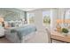 Bright, stylish bedroom with a study table, comfortable bed, and natural light at 1028 Sutherland Lane (Lot 45), Lawrenceville, GA 30043