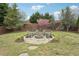 Backyard with a stone firepit and four chairs at 6060 Country Lake Rd, Cumming, GA 30041