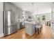 Modern kitchen featuring stainless steel appliances, gray cabinets and a center island with seating at 106 Hogue St, Atlanta, GA 30312