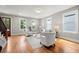 Inviting living room showcasing hardwood floors, stylish furnishings, and ample natural light from multiple windows at 106 Hogue St, Atlanta, GA 30312