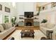 Bright living room featuring a fireplace, hardwood floors, and neutral-toned sofas for relaxation at 6765 Creek View Ln, Cumming, GA 30041