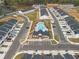 Aerial shot showcasing the community pool and residential units at 1032 Sutherland Lane (Lot 47), Lawrenceville, GA 30043