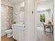 Modern bathroom with a combined tub and shower at 1032 Sutherland Lane (Lot 47), Lawrenceville, GA 30043