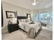 Bright bedroom boasts natural light, neutral tones, and a ceiling fan at 10355 Oxford Mill Cir, Johns Creek, GA 30022