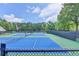 Scenic view of tennis courts enveloped by lush trees, offering an active and beautiful community amenity at 10355 Oxford Mill Cir, Johns Creek, GA 30022
