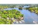 Stunning aerial view of a lake community with private docks and lush green surroundings at 8518 Shoreview Ct, Jonesboro, GA 30236