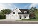 Charming new construction home with white siding, black accents, three-car garage, and manicured lawn at 3547 Cedarvale Ct, Powder Springs, GA 30127