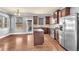 Gourmet kitchen with stainless appliances, island, and hardwood floors at 2603 Dayview Ln, Atlanta, GA 30331