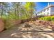 Fully fenced backyard with a concrete patio featuring a brick fire pit for entertaining at 3634 Lost Oak Drive, Buford, GA 30519