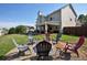 Landscaped backyard with lawn and stone fire pit area, great for outdoor entertaining at 209 Crestmont Way, Canton, GA 30114
