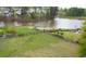Expansive backyard featuring lush green grass, a fence, and serene lake views at 2155 Old Dallas Rd, Marietta, GA 30064