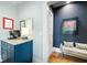 Stylish hallway features a built-in coffee bar, seating and unique decor with rich, deep colors at 2155 Old Dallas Rd, Marietta, GA 30064